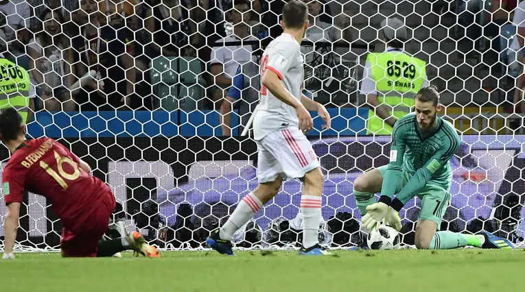 David De Gea atajando en el partido Portugal Vs España  