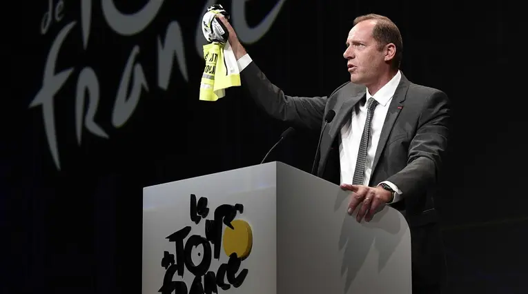 Christian Prudhomme, director del Tour de Francia, presentando la ruta oficial de la edición 2018