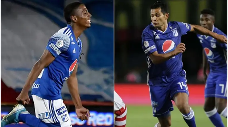 Emerson Rodríguez y Macalister Silva, jugadores de Millonarios