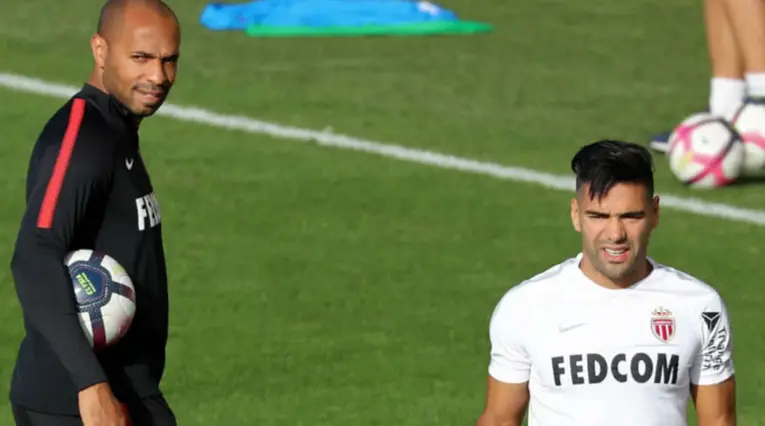 Thierry Henry y Falcao en un entrenamiento del Mónaco