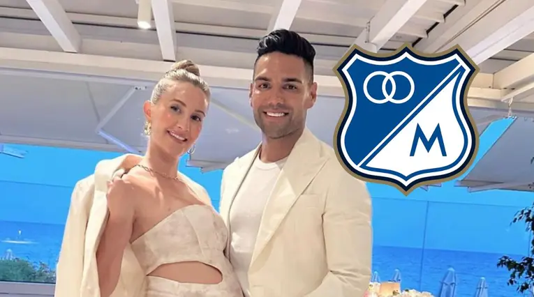 Falcao y su esposa con Millonarios
