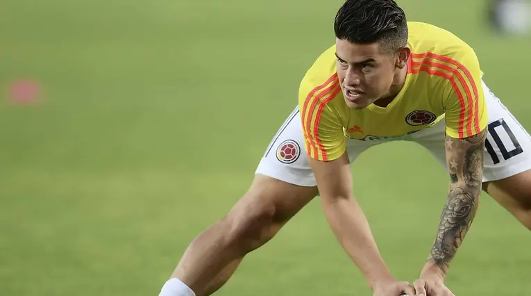 James Rodríguez en una sesión de trabajo con la Selección Colombia