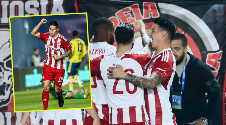 James Rodríguez en un partido de Olympiacos en 2023