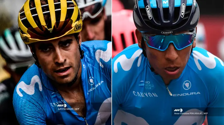 Míkel Landa y Nairo Quintana, corredores del Movistar