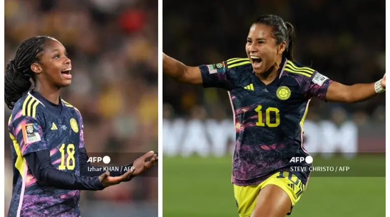 Linda Caicedo y Leicy Santos con la Selección Colombia de Mayores en el Mundial de Australia y Nueva Zelanda
