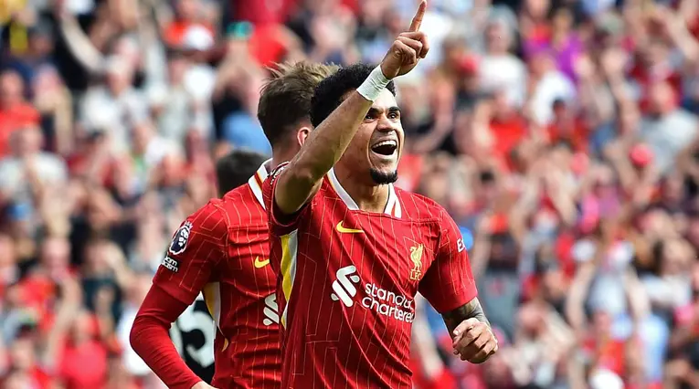 Luis Díaz celebrando un gol con Liverpool