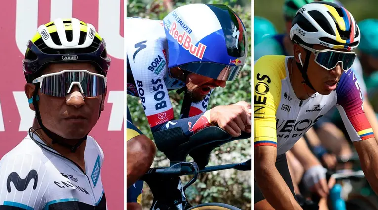Nairo Quintana, Daniel Felipe Martínez y Egan Bernal