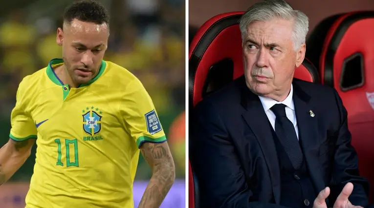 Neymar y Carlo Ancelotti