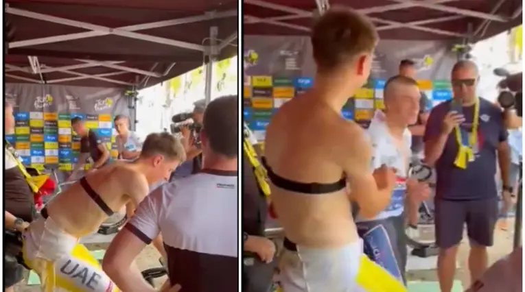 [Video] El saludo entre Evenepoel y Pogacar tras la crono del Tour de Francia