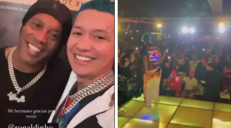 Ronaldinho en concierto de Blessd