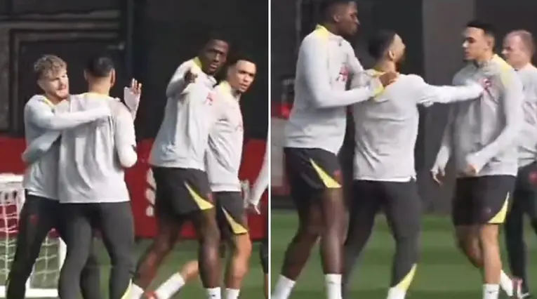 VIDEO pelea de Salah y Alexander Arnold en entrenamiento de Liverpool