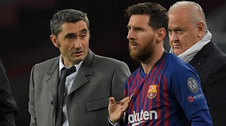 Ernesto Valverde y Lionel Messi