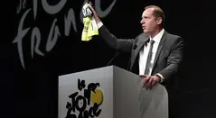 Christian Prudhomme, director del Tour de Francia, presentando la ruta oficial de la edición 2018