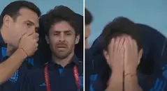 Pablo Aimar celebrando un gol de Messi en el Mundial