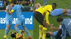 [Video] Un médico en Alemania entró para atender a un jugador y casi lo lesiona peor