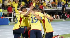Selección Colombia sub 20 en un partido de la fase de grupos