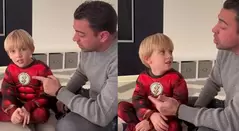 Xavi y su hijo cantando