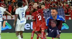Bolillo y Viera en el gol de América contra Junior