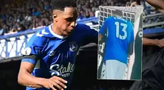 Yerry Mina en el último partido con el Everton en la Premier