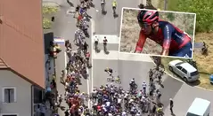 Caída de Egan Bernal en el Tour de Francia este domingo