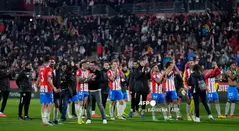 Girona celebra el triunfo agónico contra Atlético de Madrid