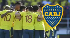 La selección Colombia con el escudo de Boca