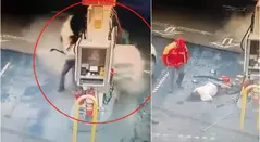 Impresionante video del accidente de futbolista borracho contra bomba de gasolina