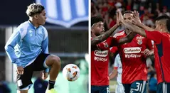 Juan Fernando Quintero y futbolistas del Medellín