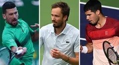Novak Djokovic, Medvedev y Carlos Alcaraz