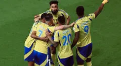 Jhon Jáder Durán y Cristiano Ronaldo celebran en Al Nassr