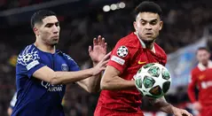 Luis Díaz con el Liverpool vs PSG en la Champions League