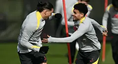 Luis Díaz en el Liverpool con Darwin Núñez