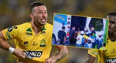 Golpe de Luciano Pons en el partido Bucaramanga vs Millonarios