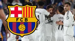 Real Madrid y escudo del Barcelona