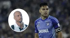 David González y Radamel Falcao, técnico y jugador de Millonarios, respectivamente