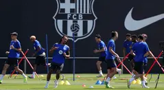 Barcelona entrenamiento antes de enfrentar a Inter