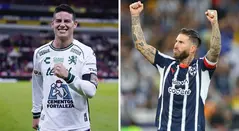 James Rodríguez y Sergio Ramos, futbolistas