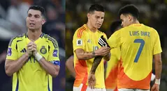 Cristiano Ronaldo, James Rodríguez y Luis Díaz