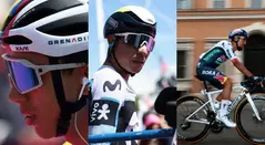 Egan Bernal, Nairo Quintana y Daniel Felipe Martínez en el Giro de Italia