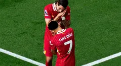 Luis Díaz celebra su gol contra el Arsenal en Premier League