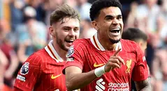 Luis Díaz celebra su gol contra el Arsenal