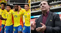 Néstor Lorenzo y jugadores de la selección Colombia