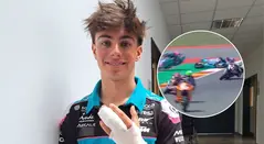 VIDEO: David Alonso fue estrellado por su compañero en el GP de Aragón