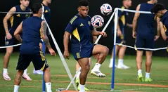 Frank Fabra en entrenamiento con Boca Juniors en el Mundial de Clubes