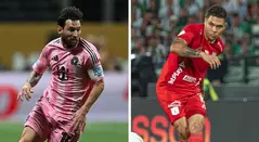 Lionel Messi y Juan Fernando Quintero, futbolistas