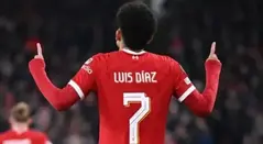 Luis Díaz con la camiseta 7 del Liverpool