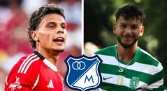 Richard Ríos y Luis Javier Suárez, futbolistas colombianos