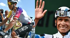 Egan Bernal y Nairo Quintana en Giro de Lombardía