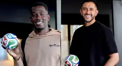 Carlos Cuesta y Camilo Vargas en la concentración de Colombia