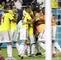 Colombia celebrando el gol de la victoria ante Venezuela en Miami